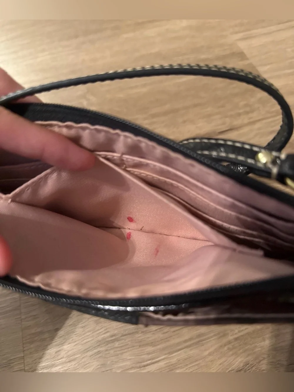 Coach Dark Brown Stripe Round Wristlet